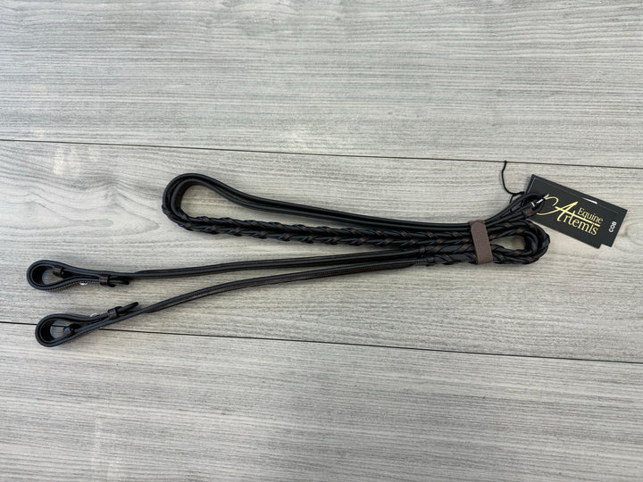 SALE Laced Reins Deco French Hook Brown/Cream Cob
