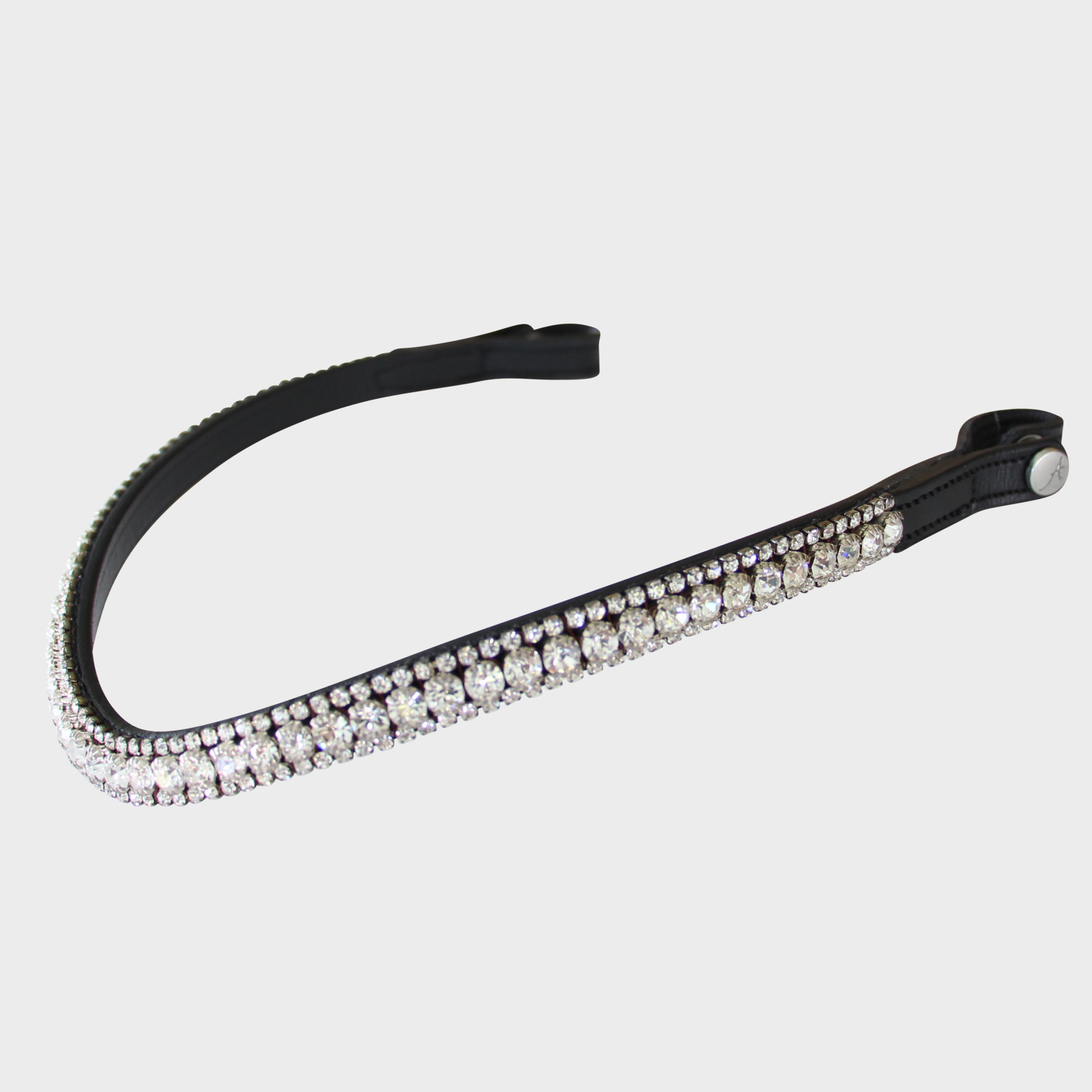 Frontale Per Pony In Pelle Nera CWELL – Cristalli VE Clear Crystal, Misura Pony, Elegante E Regalo Perfetto