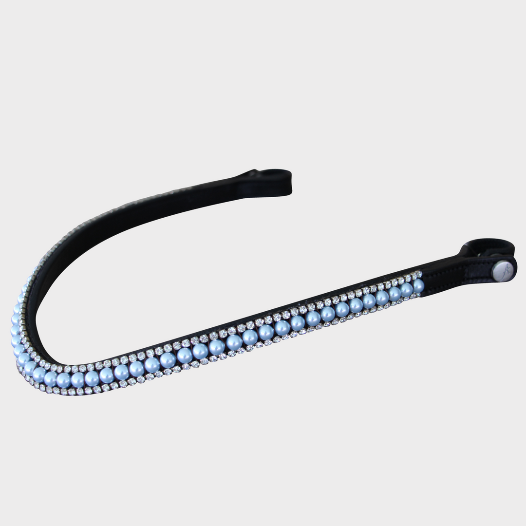 Artemis Swarovski® Pearl Light Blue Browband - Black