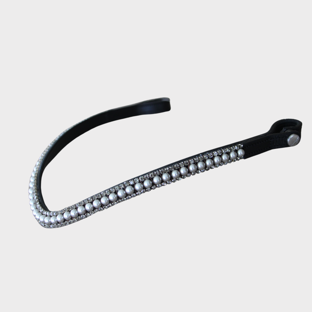 Artemis Swarovski® Pearl Light Grey Browband - Black