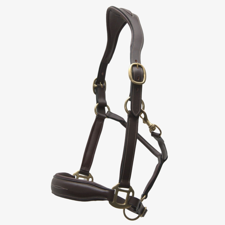 SALE Anatomic Leather Halter Brown w/ Cream Stitching Full (H9)