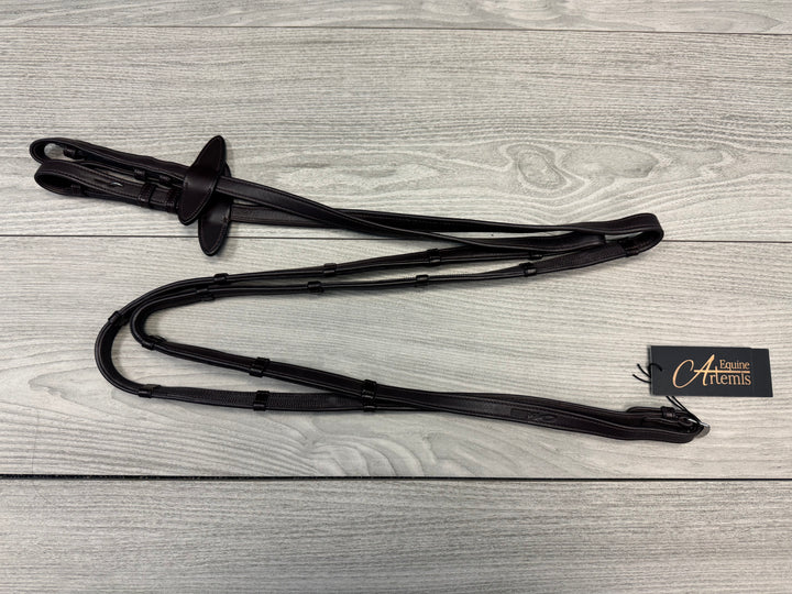 SALE Soft Leather/Rubber Reins w/ Handstops - French Hooks Full (R16)