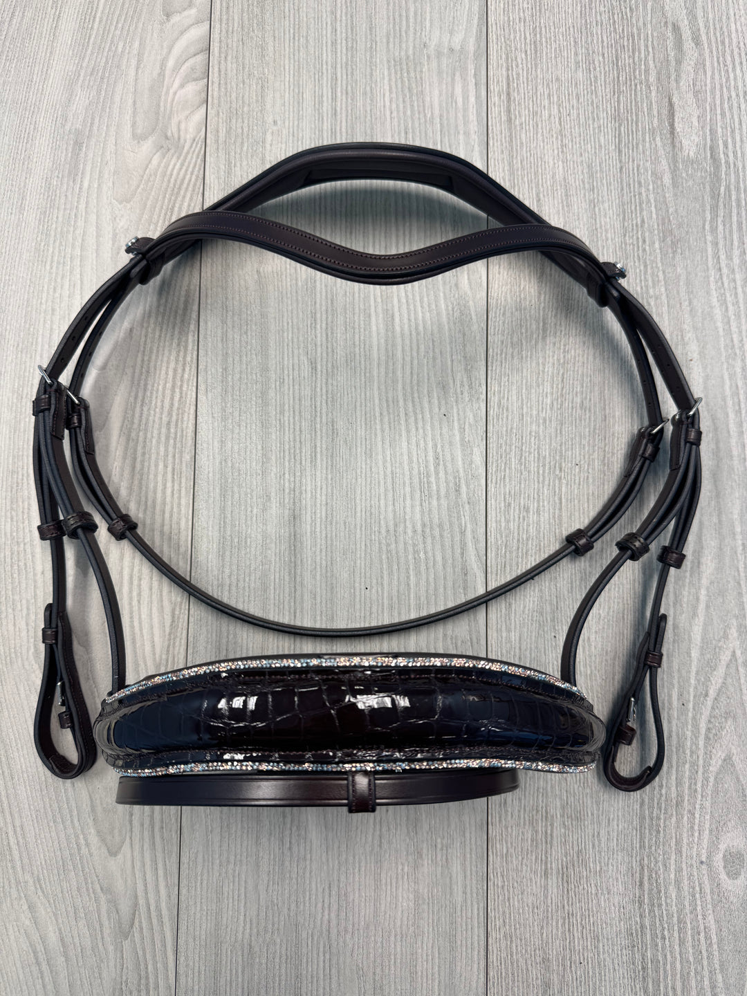 SALE Infinity Bridle Croco w/ Peach Glitter Brown - FULL (A20)