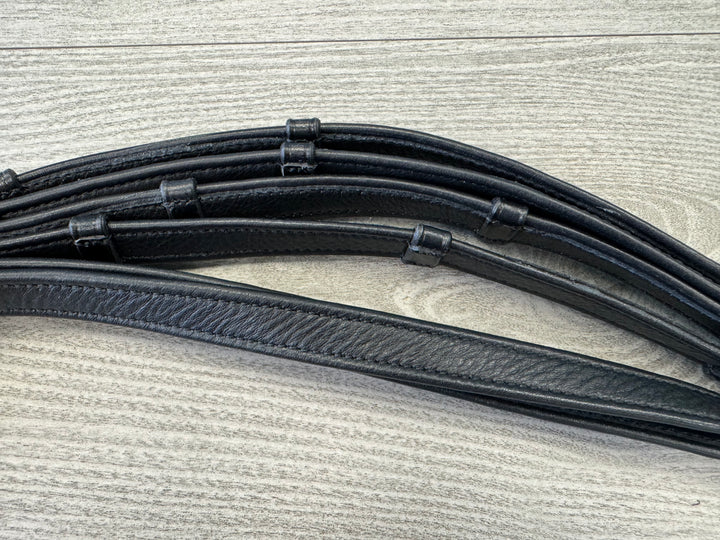 SALE Soft Leather Reins with Handstops French Hook Black Full