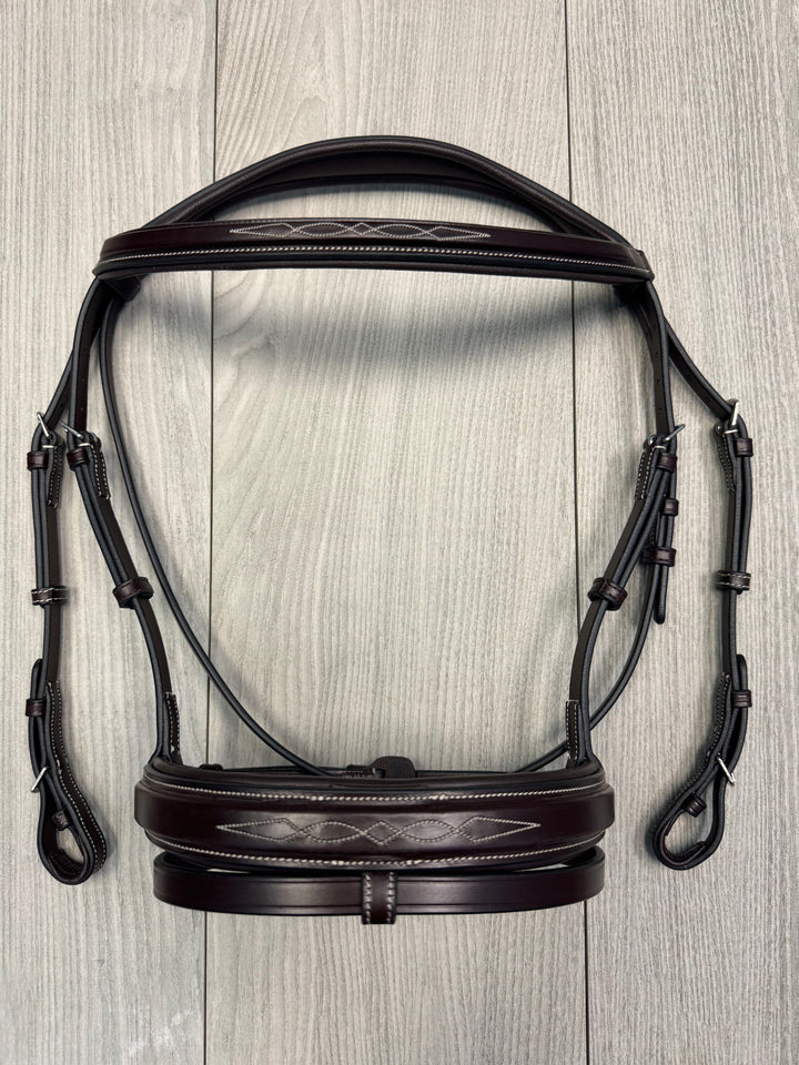 SALE Encore Bridle with Detachable Flash Brown w/ Cream Stitching - LARGE PONY (A11)