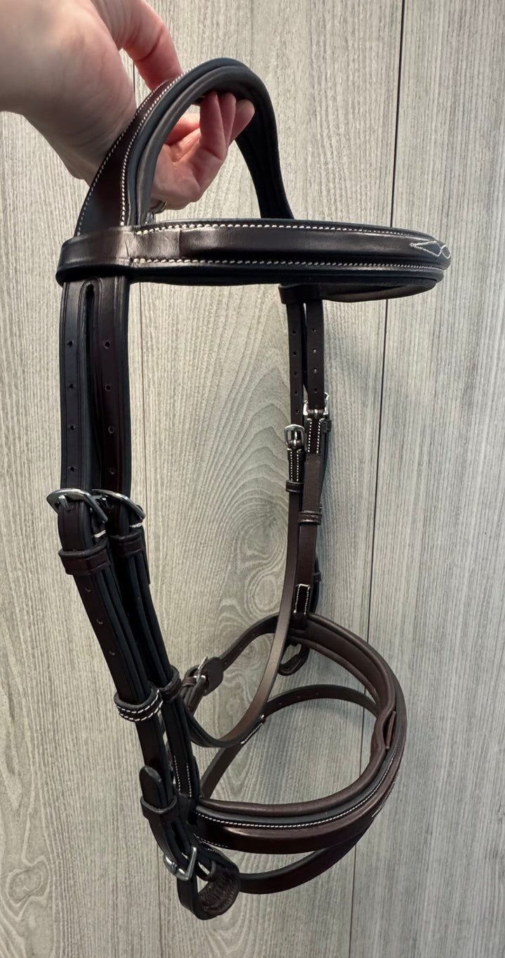 SALE Encore Bridle with Detachable Flash Brown w/ Cream Stitching - LARGE PONY (A11)