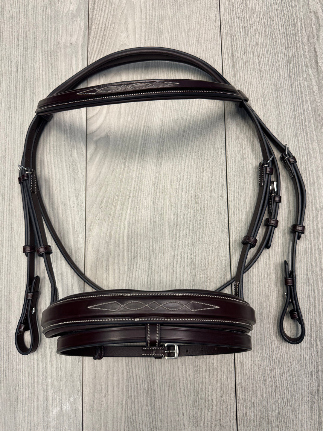SALE Encore Bridle with Detachable Flash Brown/Cream - LARGE PONY (A28)