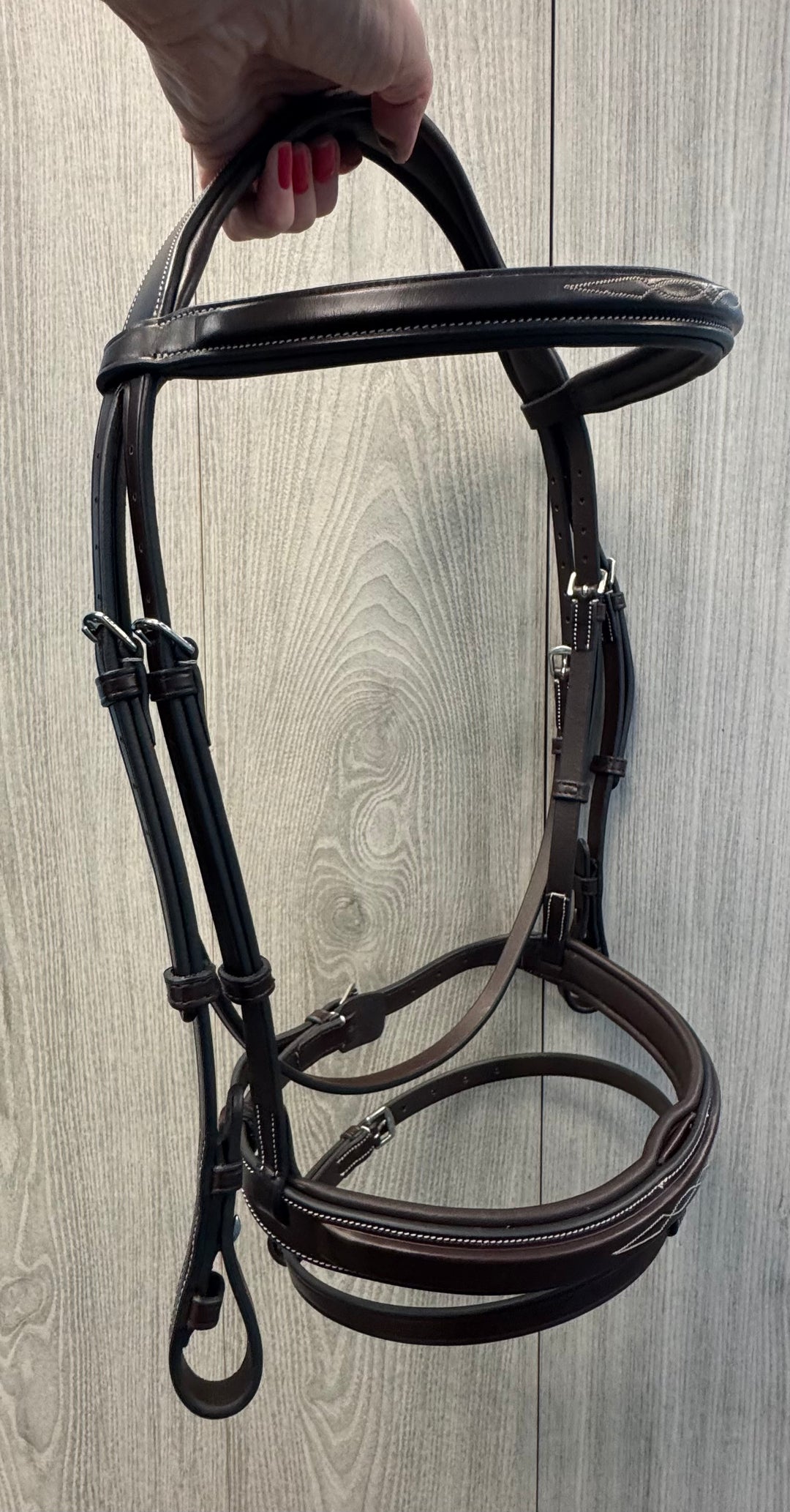 SALE Encore Bridle with Detachable Flash Brown/Cream - LARGE PONY (A28)