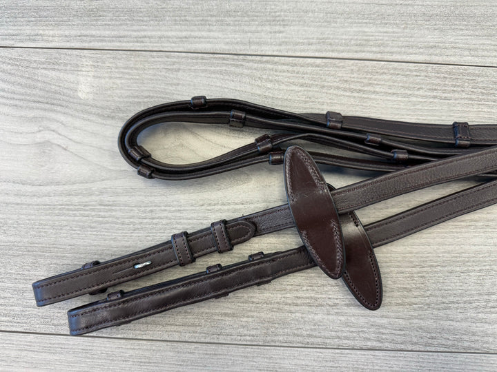SALE Soft Leather Reins with Handstops French Hook Brown Full