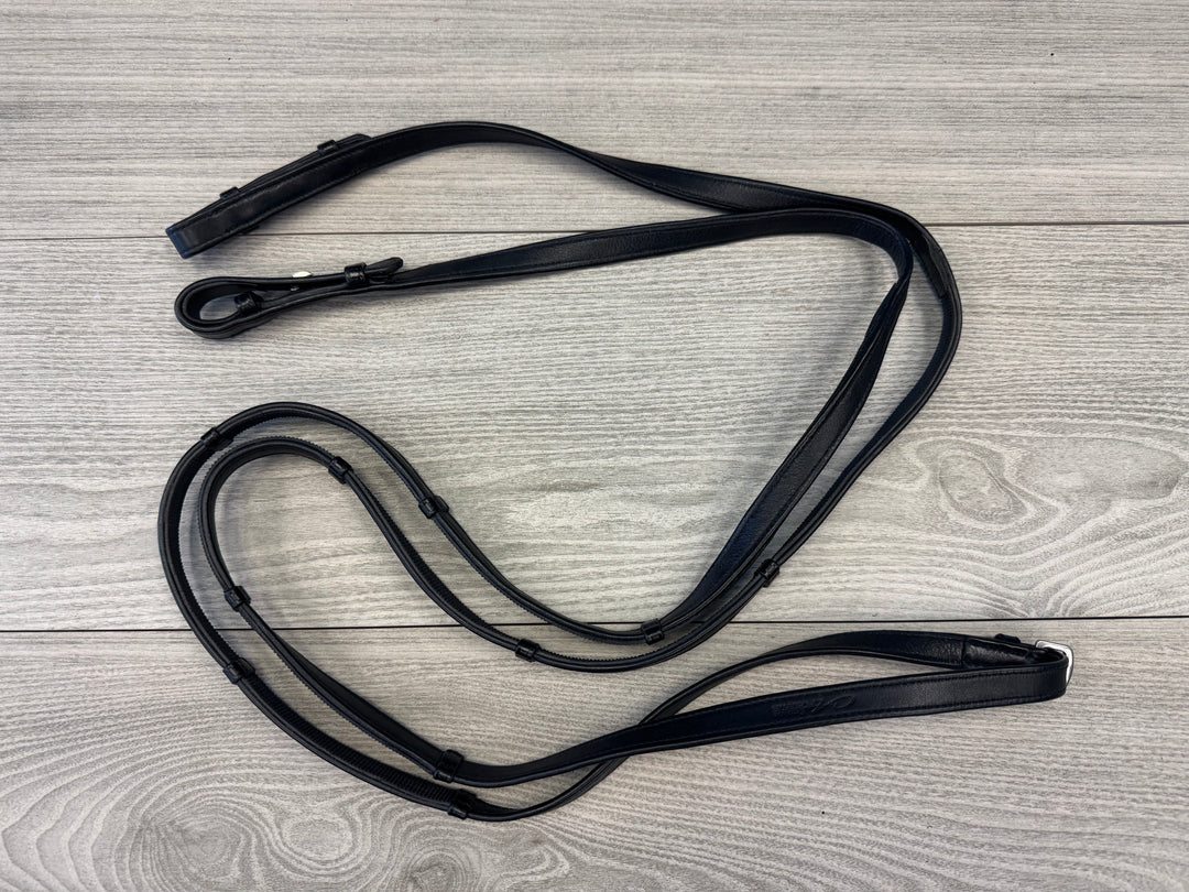 SALE Soft Leather/Rubber Reins w/ Handstops - French Hooks Full (R4)