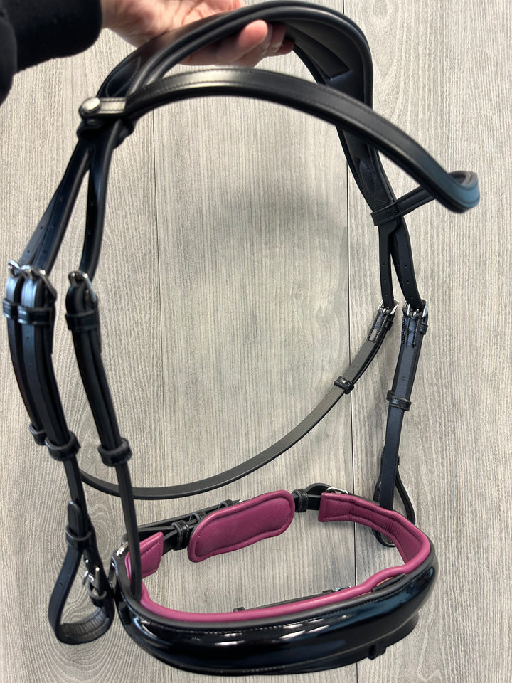 SALE Infinity Dressage Bridle Black Patent Wine Full (A22)