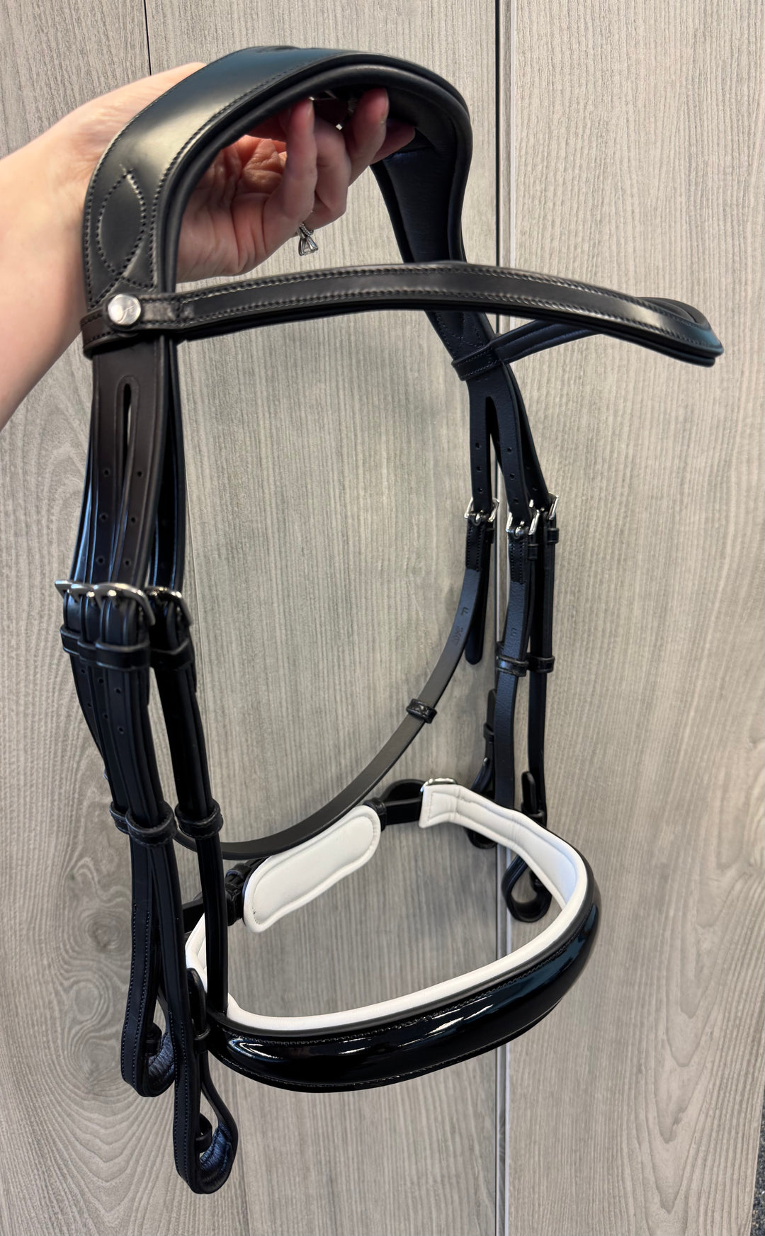 SALE Infinity Double Patent Bridle with White Padding (H8)