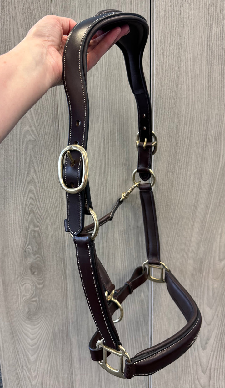SALE Anatomic Leather Halter Brown w/ Cream Stitching Full (H9)