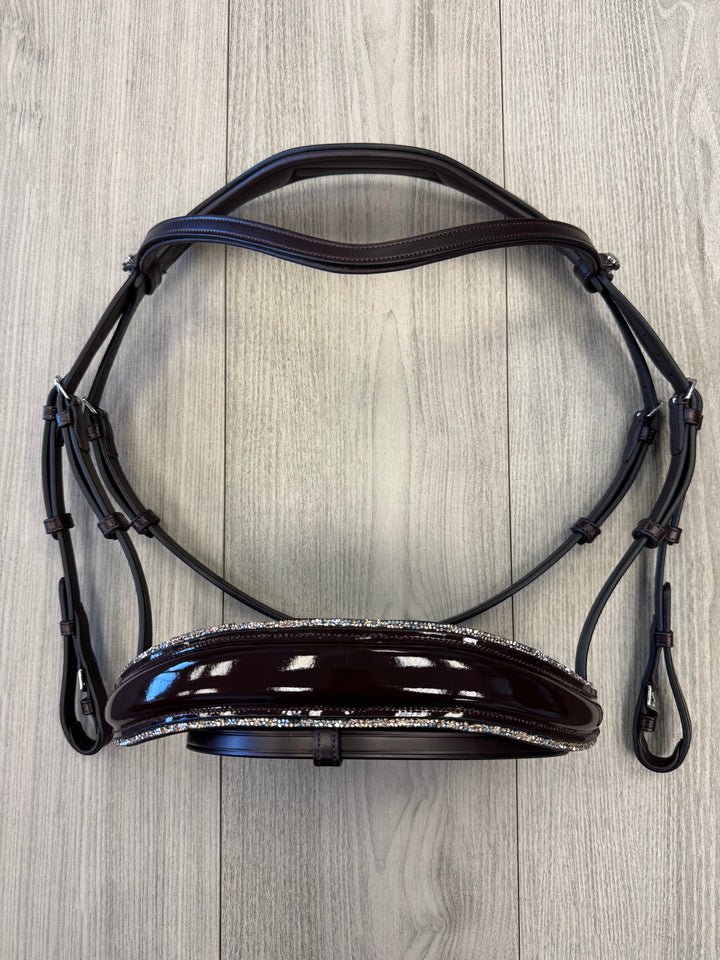 SALE Infinity Patent Dressage Bridle Peach Glitter Brown Full (T9/G1)