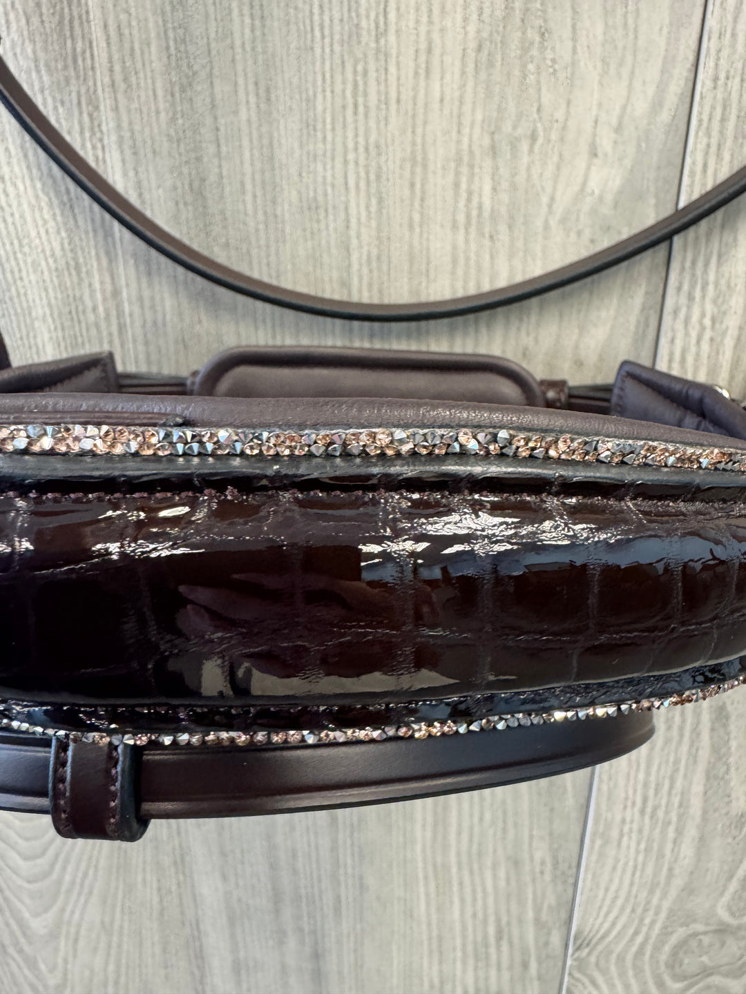 SALE Infinity Croco Dressage Bridle Peach Glitter Brown Full (B4)