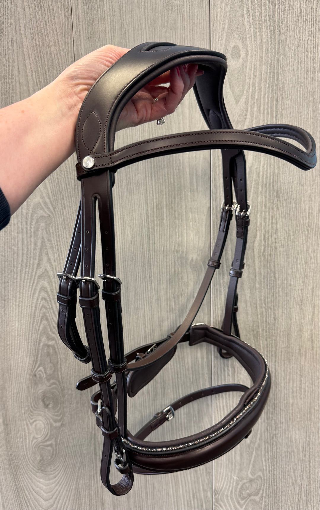 SALE Infinity Dressage Bridle Peach Glitter Brown Full