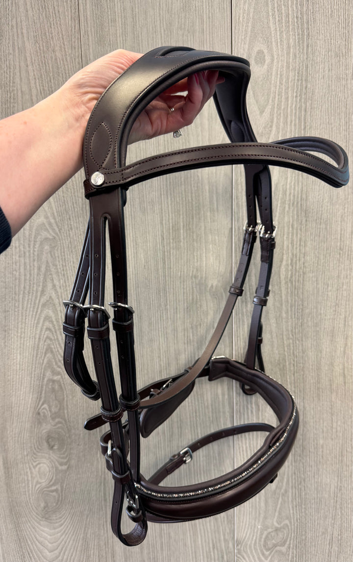 SALE Infinity Dressage Bridle Peach Glitter Brown Full