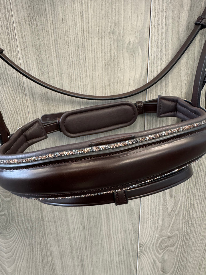 SALE Infinity Dressage Bridle Peach Glitter Brown Full