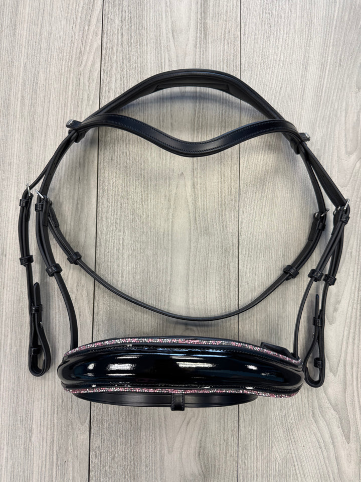 SALE Infinity Patent Dressage Bridle Light Rose Glitter Full (A4/A59)