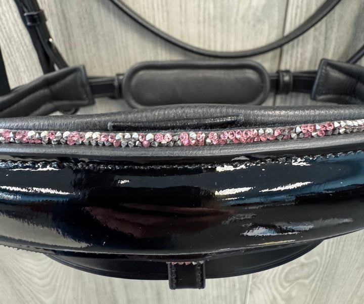 SALE Infinity Patent Dressage Bridle Light Rose Glitter Full (A4/A59)