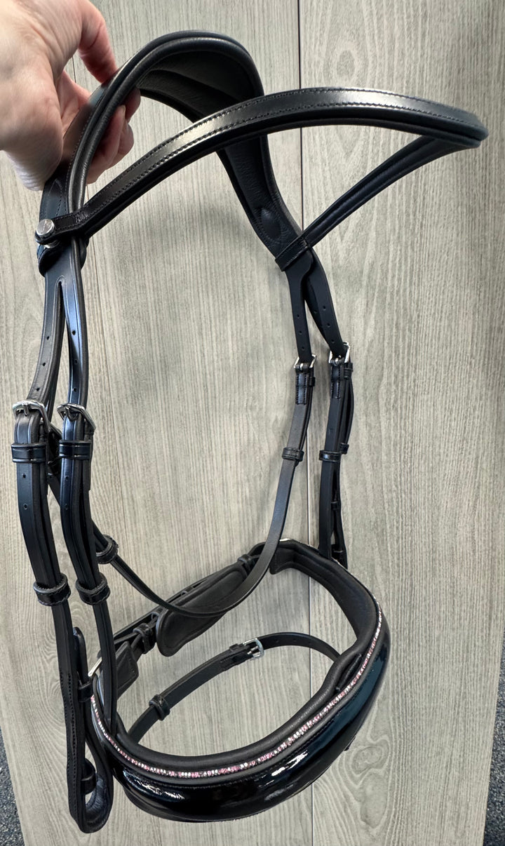 SALE Infinity Patent Dressage Bridle Light Rose Glitter Full (A4/A59)