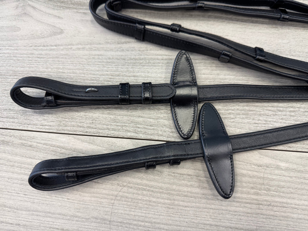 SALE Soft Leather/Rubber Reins w/ Handstops - French Hooks X-Full (R6)