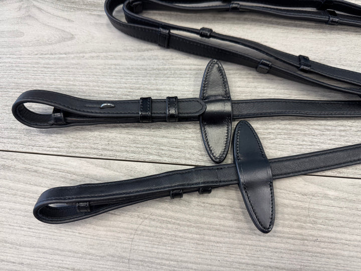 SALE Soft Leather/Rubber Reins w/ Handstops - French Hooks X-Full (R6)