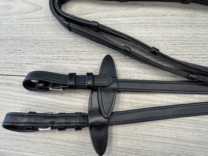 SALE Soft Leather/Rubber Reins with Handstops Buckles (R3)