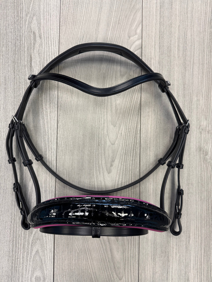 SALE Infinity Croco Dressage Bridle Azalea Full (A58)