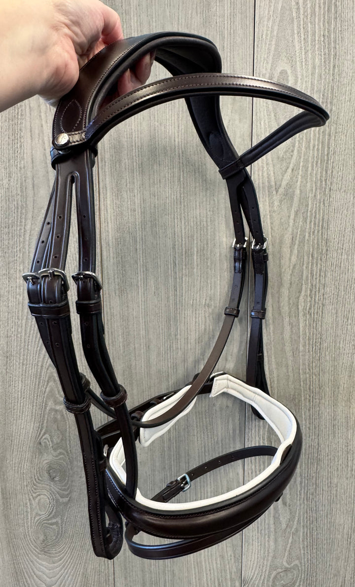 SALE Infinity Dressage Bridle Brown with White Padding Full (A57)