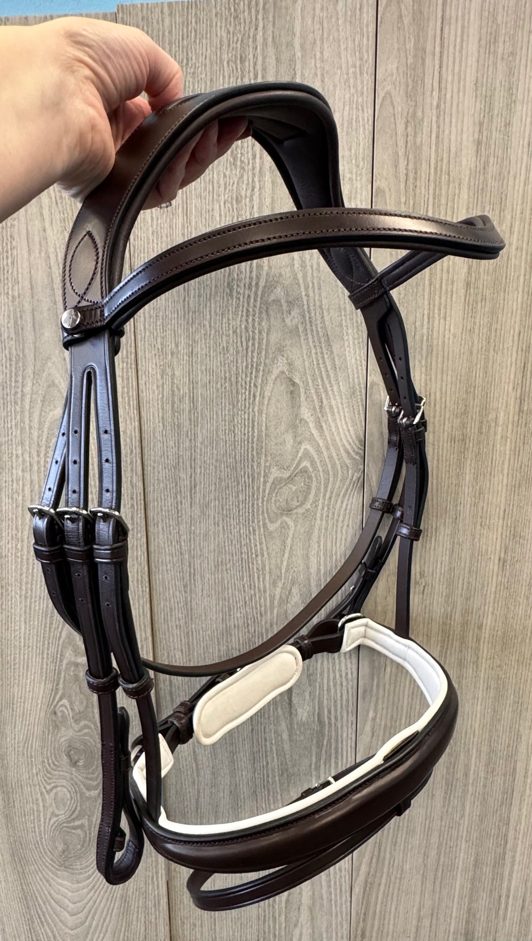 SALE Infinity Dressage Bridle Brown with White Padding Full (A15/A42)