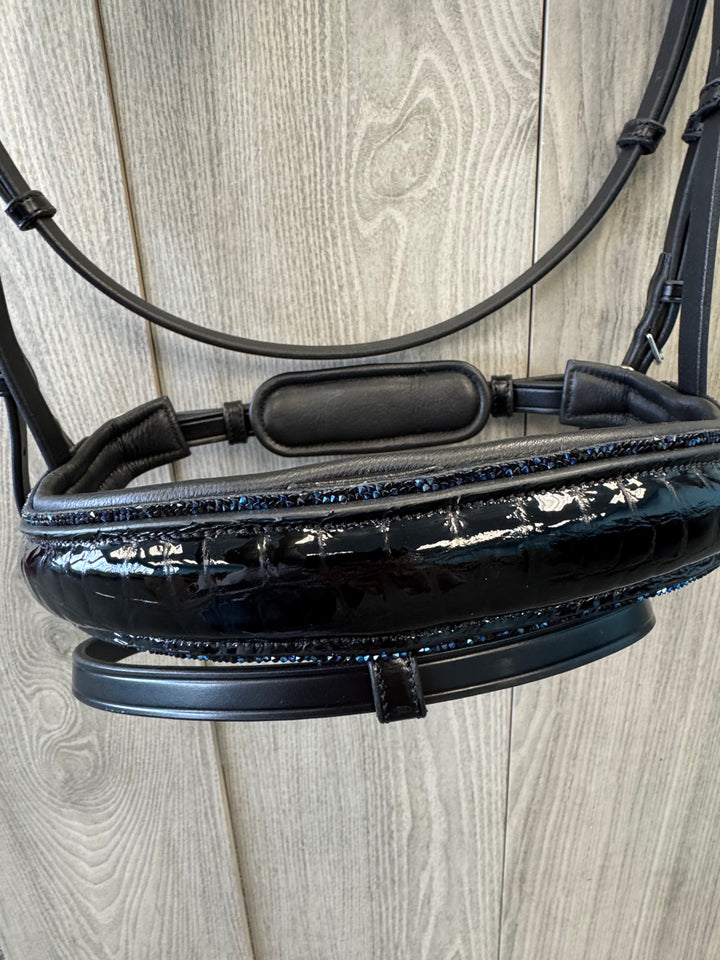 SALE Infinity Dressage Bridle Croco Blue Glitter Full (A44)