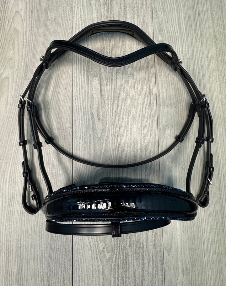 SALE Infinity Dressage Bridle Croco Blue Glitter Full (A44)