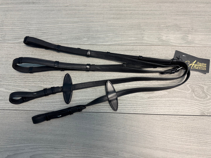 SALE Soft Leather/Rubber Reins with Handstops French Hook X-Full (R6)