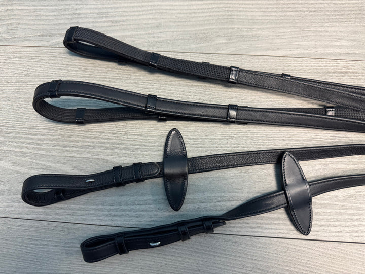 SALE Soft Leather/Rubber Reins with Handstops French Hook X-Full (R6)