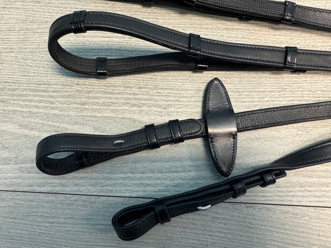 SALE Soft Leather/Rubber Reins with Handstops French Hook X-Full (R6)