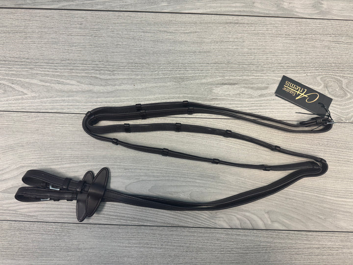 SALE Soft Leather/Rubber Reins with Handstops Buckles Brown - X-FULL (R6)